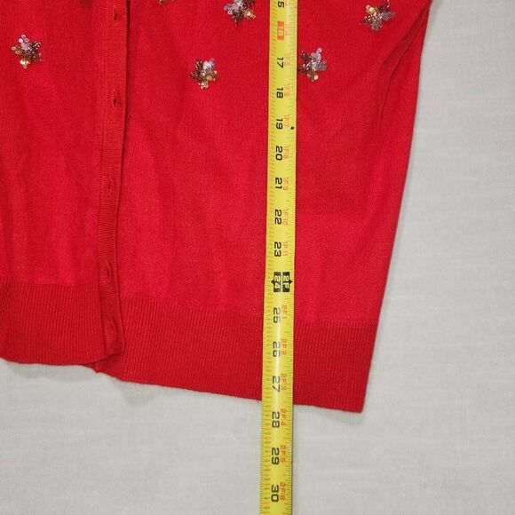 Charter Club Women's Size XXL Cardigan Sweater Red Sequins Rhinestone Buttons - Picture 10 of 11